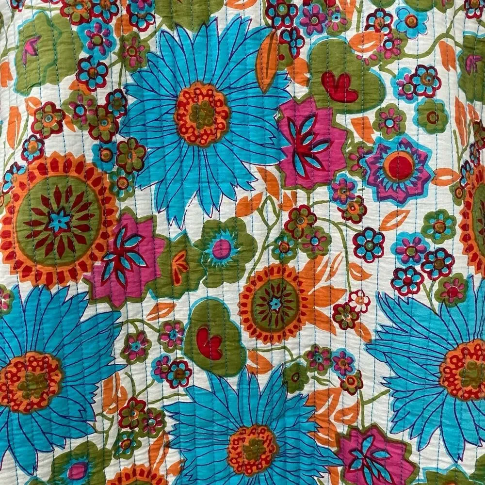 Quilted Floral Button Front Jacket Women’s L Boho Cottagecore - Picture 3 of 7